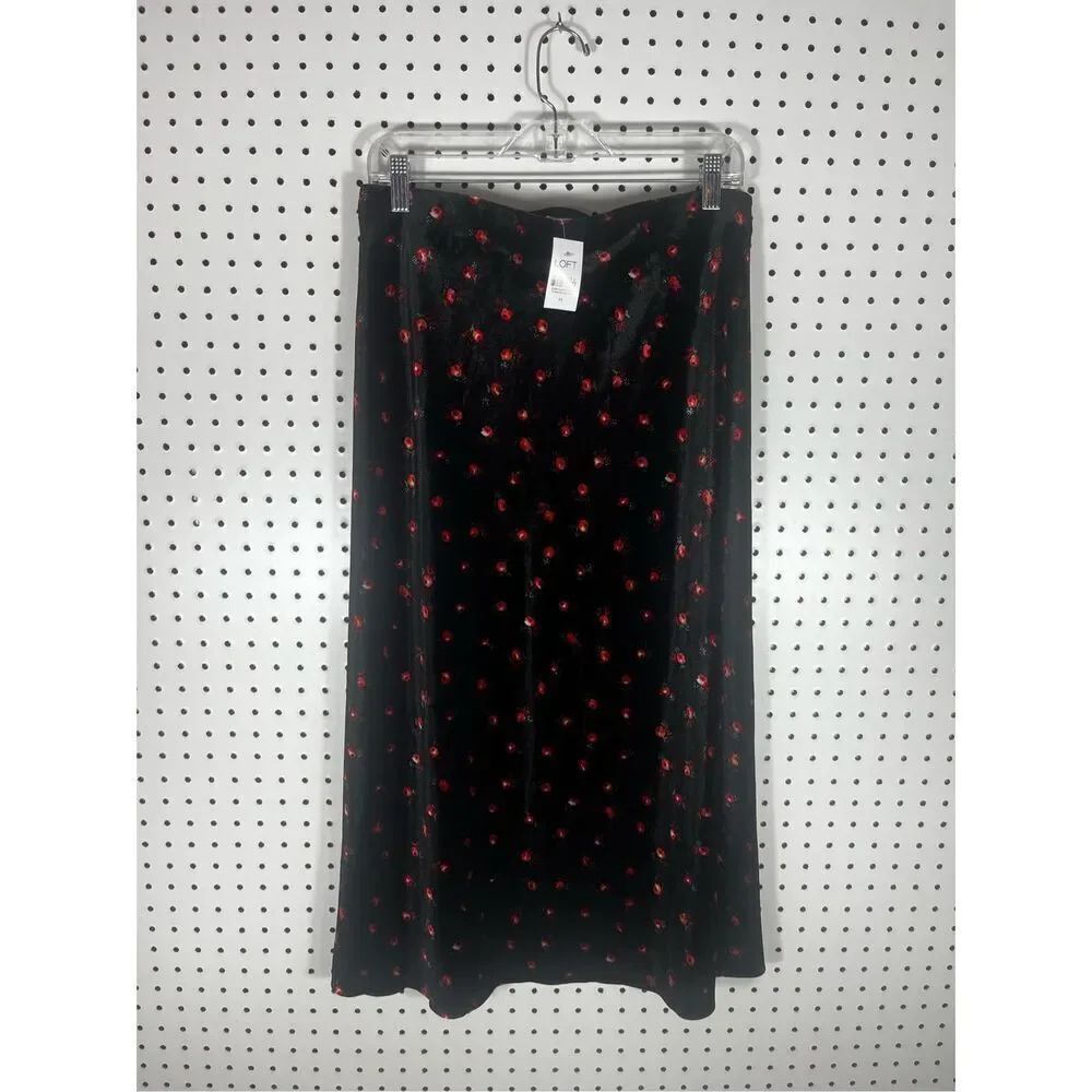 Loft Velvet floral print maxi skirt size M